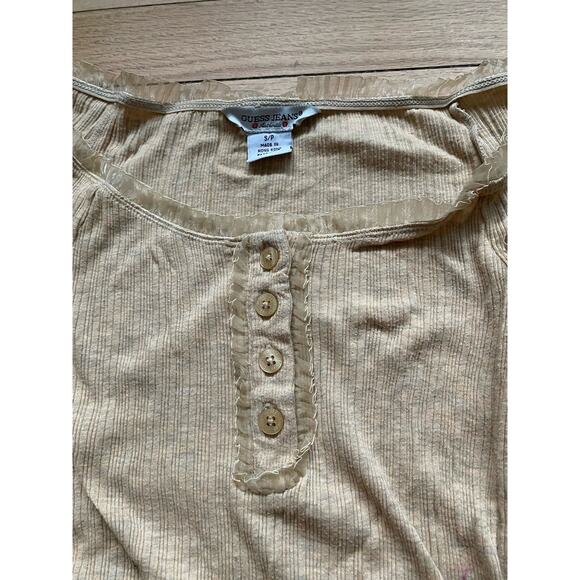 Vintage Guess Jeans Authentic Cream Women's Top with Lace Detail - Picture 4 of 10